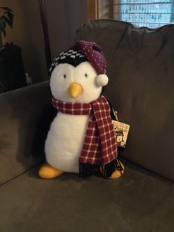 Mervyn’s Store-NWT-Holiday Plush 19” Penguin and Story Book “Great Christmas Tree Adventure”