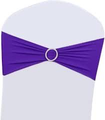 125PCS Stretch Chair Sashes Bows Chair Bands with Buckle for Wedding Hotel Banquet Birthday Party Decorations - Purple