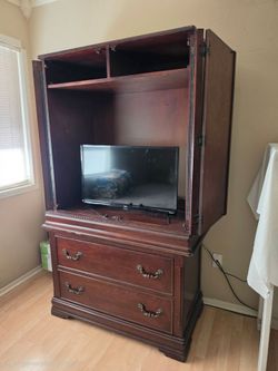 Cherry Wood TV Armoire with Drawers