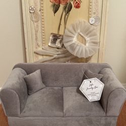 Adorable! Pretty!!! Plush Grey Sofa Jewelry Box !!!!