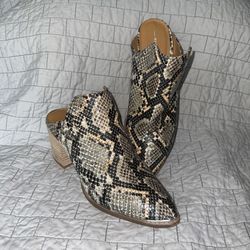 Report Snakeskin Heeled Mule Boots