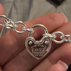 Tiffany And Co. Return To Love Lock Heart Bracelet 7 Inches
