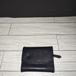 Vintage Buxton Women's Wallet Coin Purse Trifold Black Leather 90s Designer