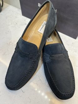 Men’s Shoes – Moreschi Italian Leather Loafers Size 11.5 | Navy Blue
