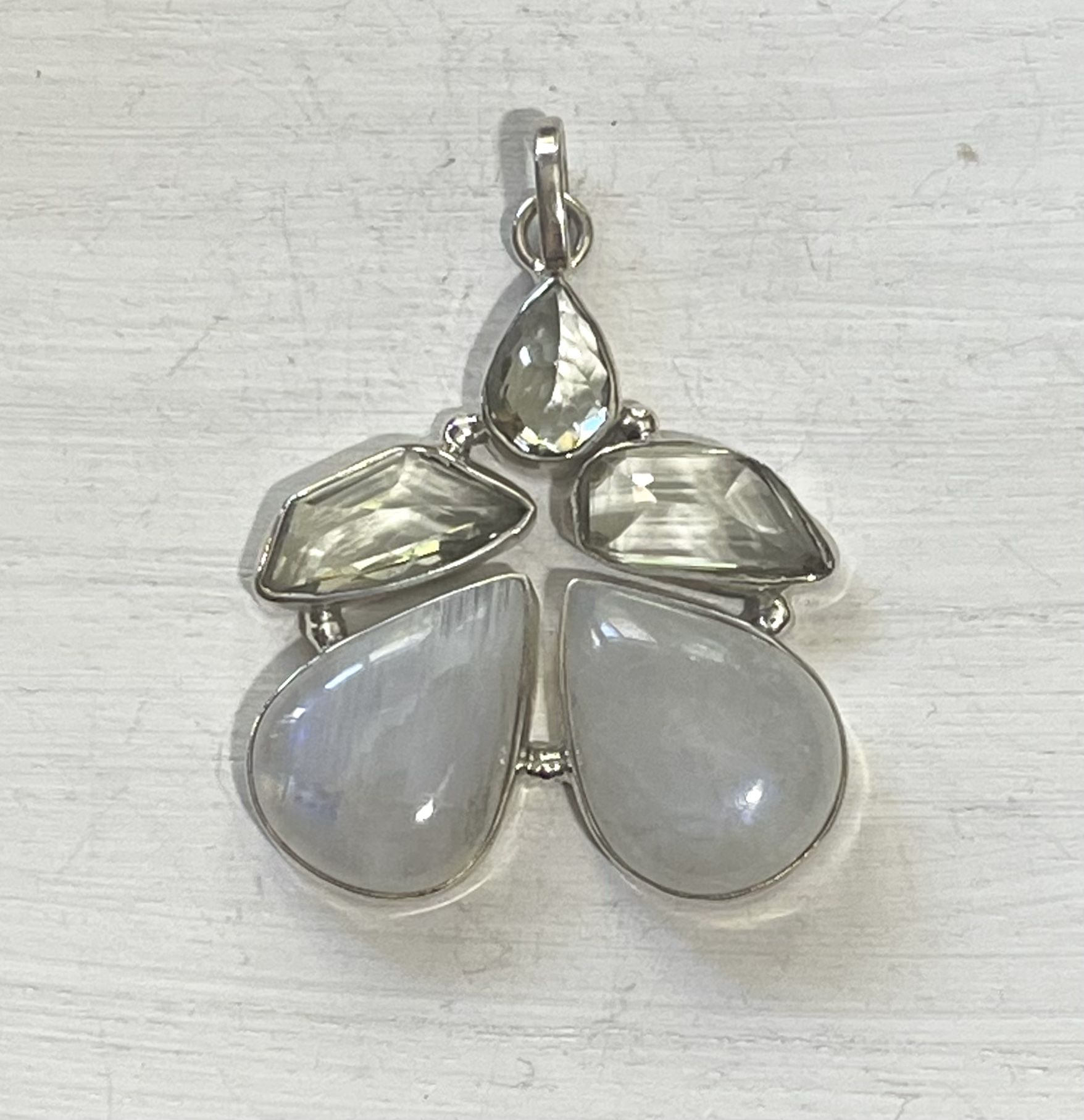 Sterling Pendant Moonstone Multi-stone Artisan Made