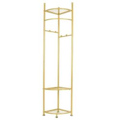 Metal Corner Coat Stand Clothes Rack With Storage Shelf Free Standing Garment Rack Hall Tree