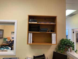 IKEA bookshelf,  and desk extension