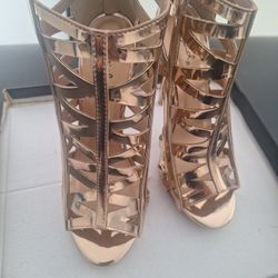 Gold Shiny Metallic Heels