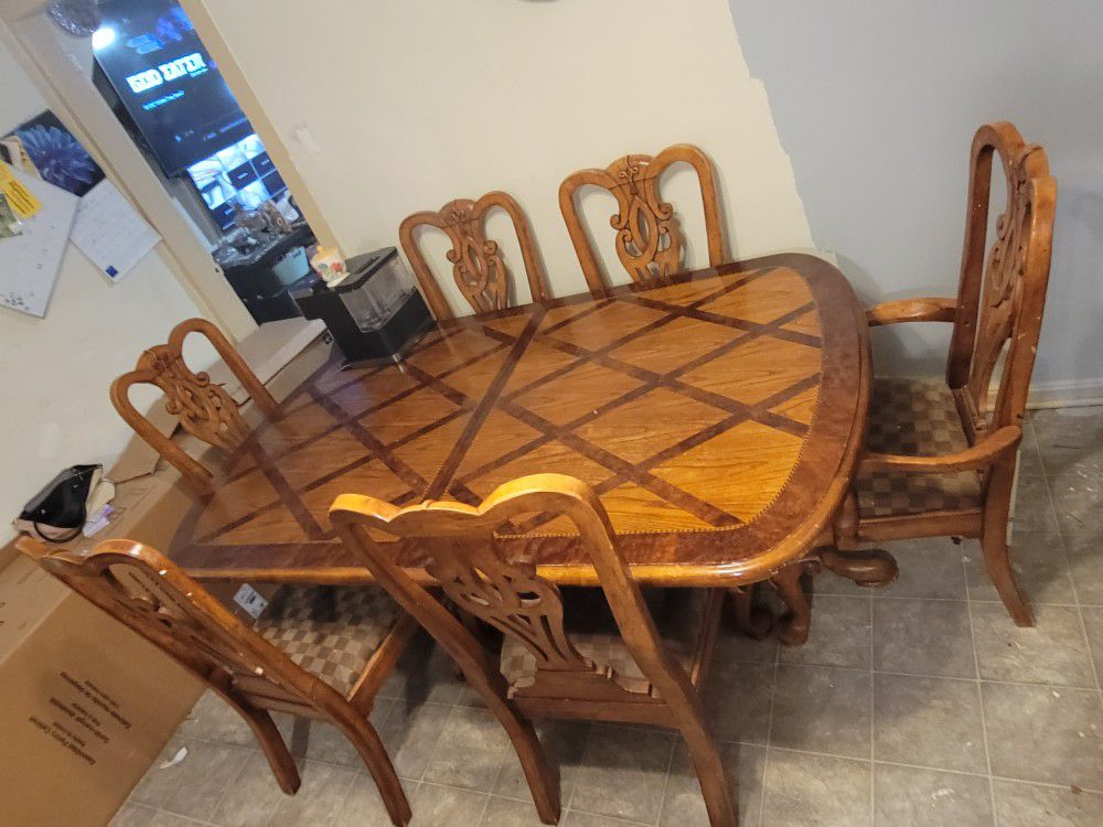 Antique Kitchen Table 6 Chairs  Price Is Firm 