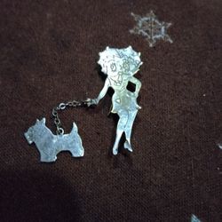 Antique Silver Betty Boop Brooch 