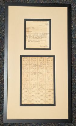 Anna Freud Signed Letter 1976 w/ Sigmund Freud Photomontage Framed