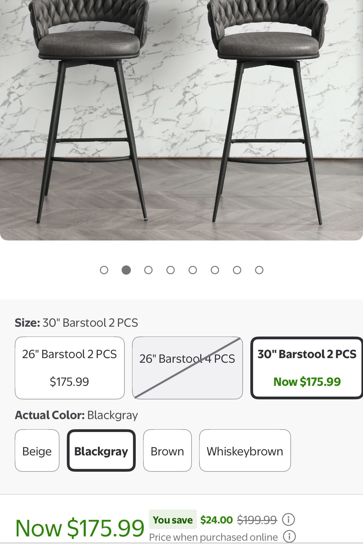 Home Swivel Black Gray Modern Bar Stools, Set 2 NEW Furniture Bancos Casa Muebles contemporary
