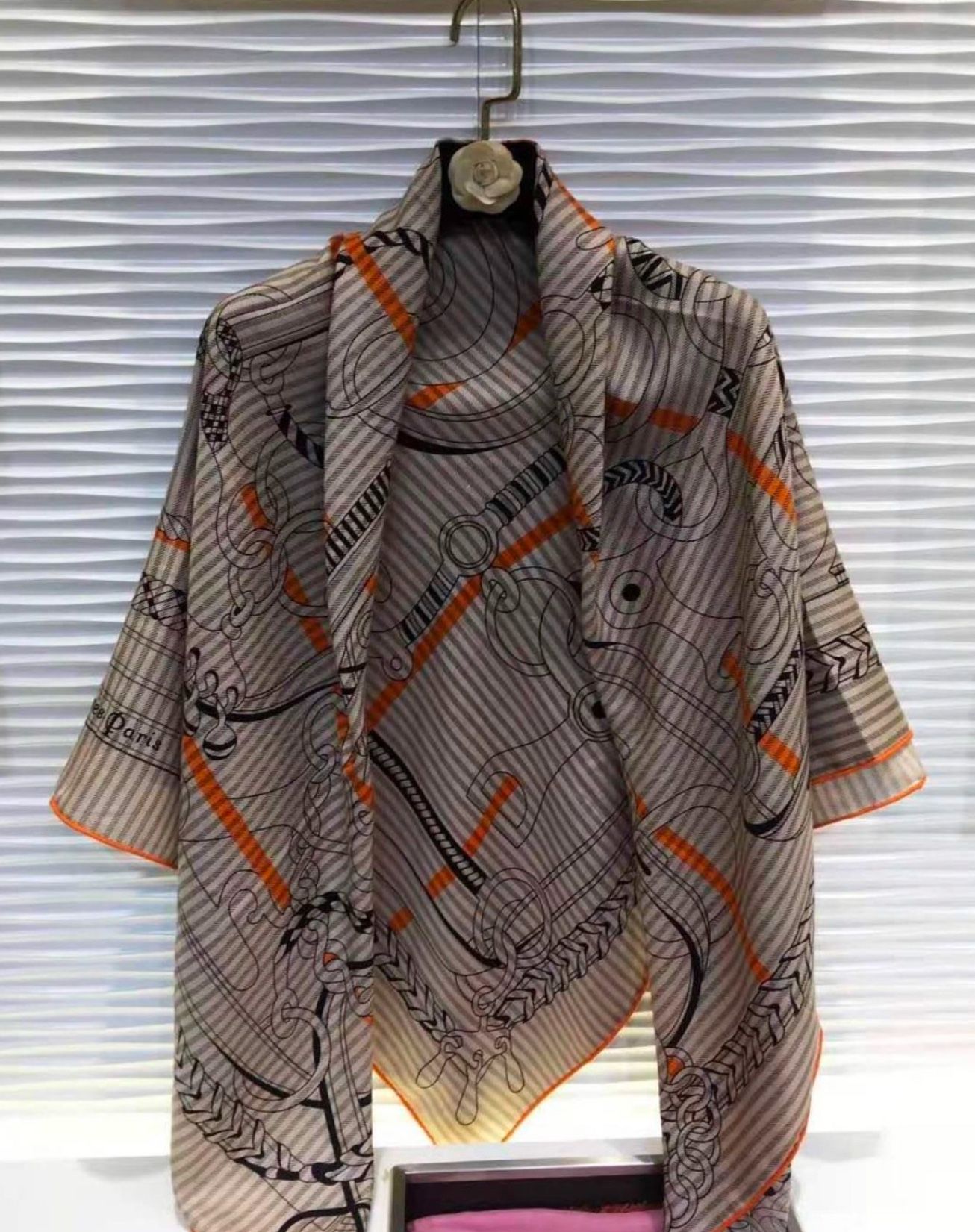 Auth New Hermes 140 Panoplie Equestre Eyeliner Cashmere Shawl Scarf