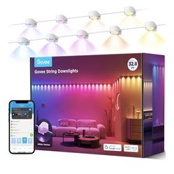 Govee RGBIC String Downlights, Smart LED String Lights Works with Alexa, Wi-Fi Color Changing Indoor Wall Light Fixture for Party, 32.8ft with 50 LEDs
