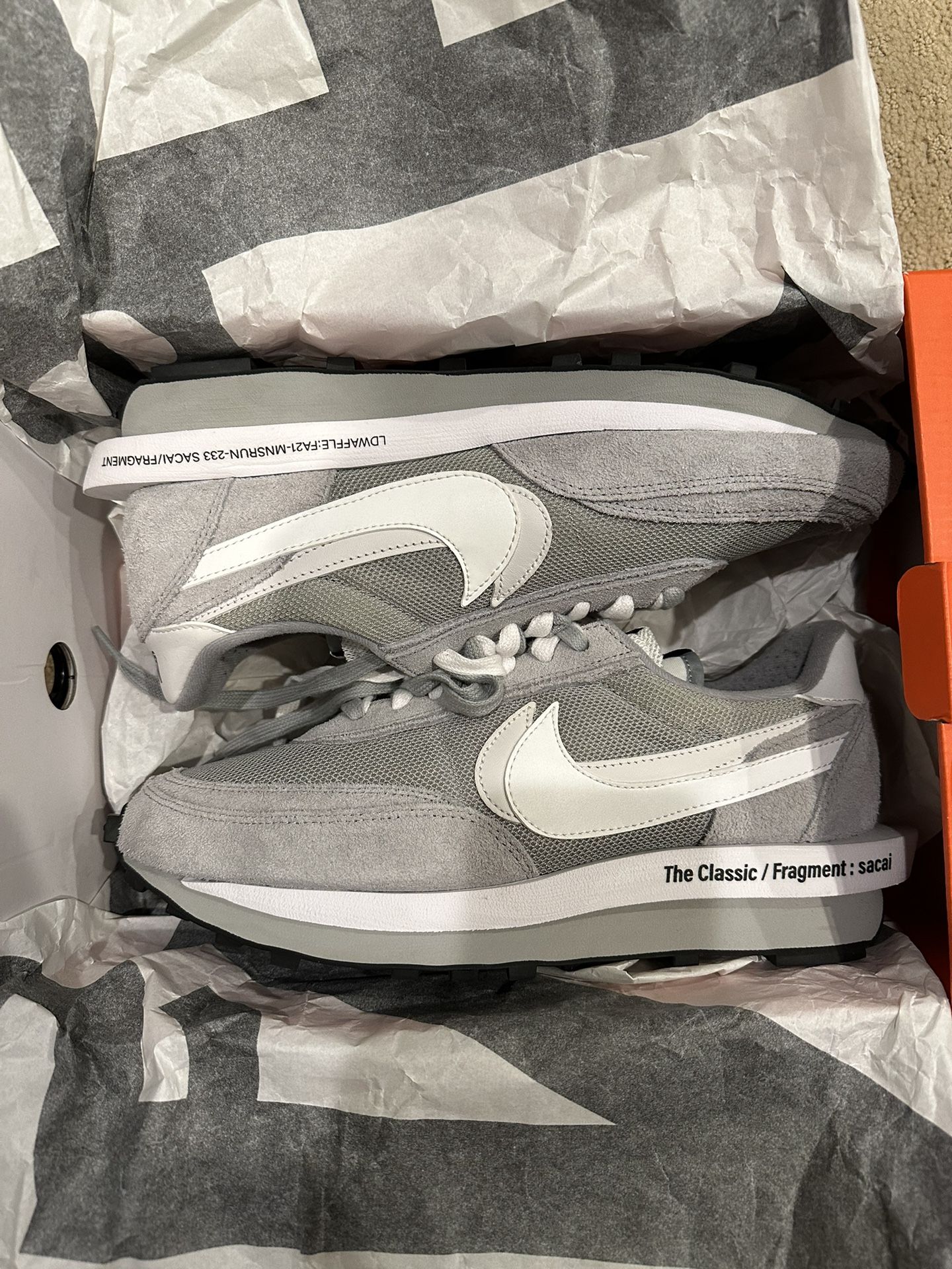 Nike Sacai Waffle Fragment Grey Size Used OG All