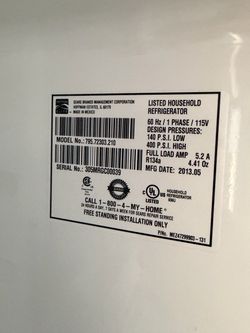 Kenmore Elite Refrigerator Model (contact info removed)3.210