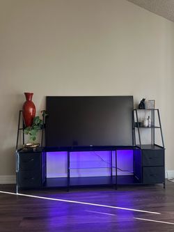 Modern Black Entertainment Center / TV Stand with LED Lights