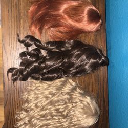 3 American Girl Wigs, Made By DallasDollCo