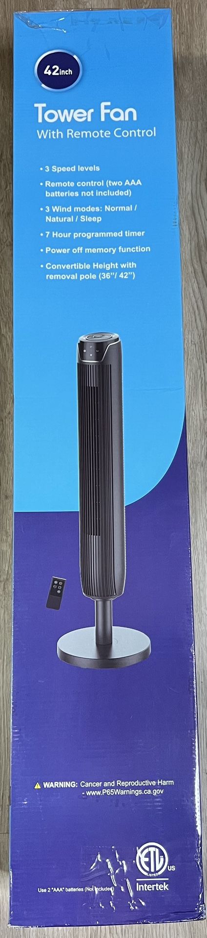 42” BLACK TOWER FAN WITH REMOTE CONTROL