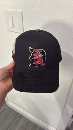 Black LA Embroidered Patch Snapback Cap