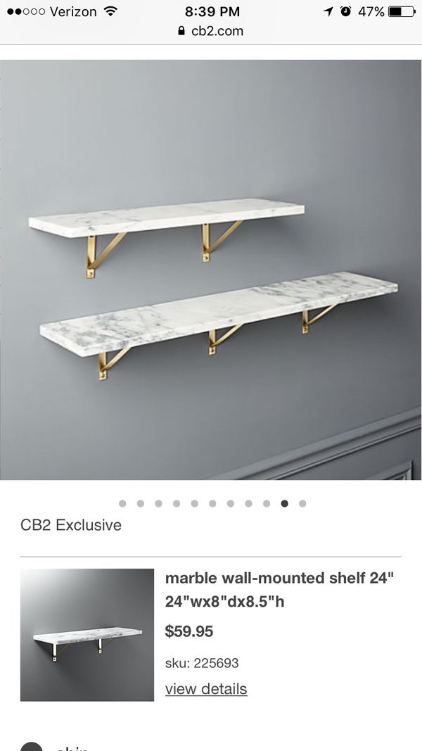 Cb2 Marble Wall Mounted 24 Shelf New In Box For Sale In New York Ny Offerup