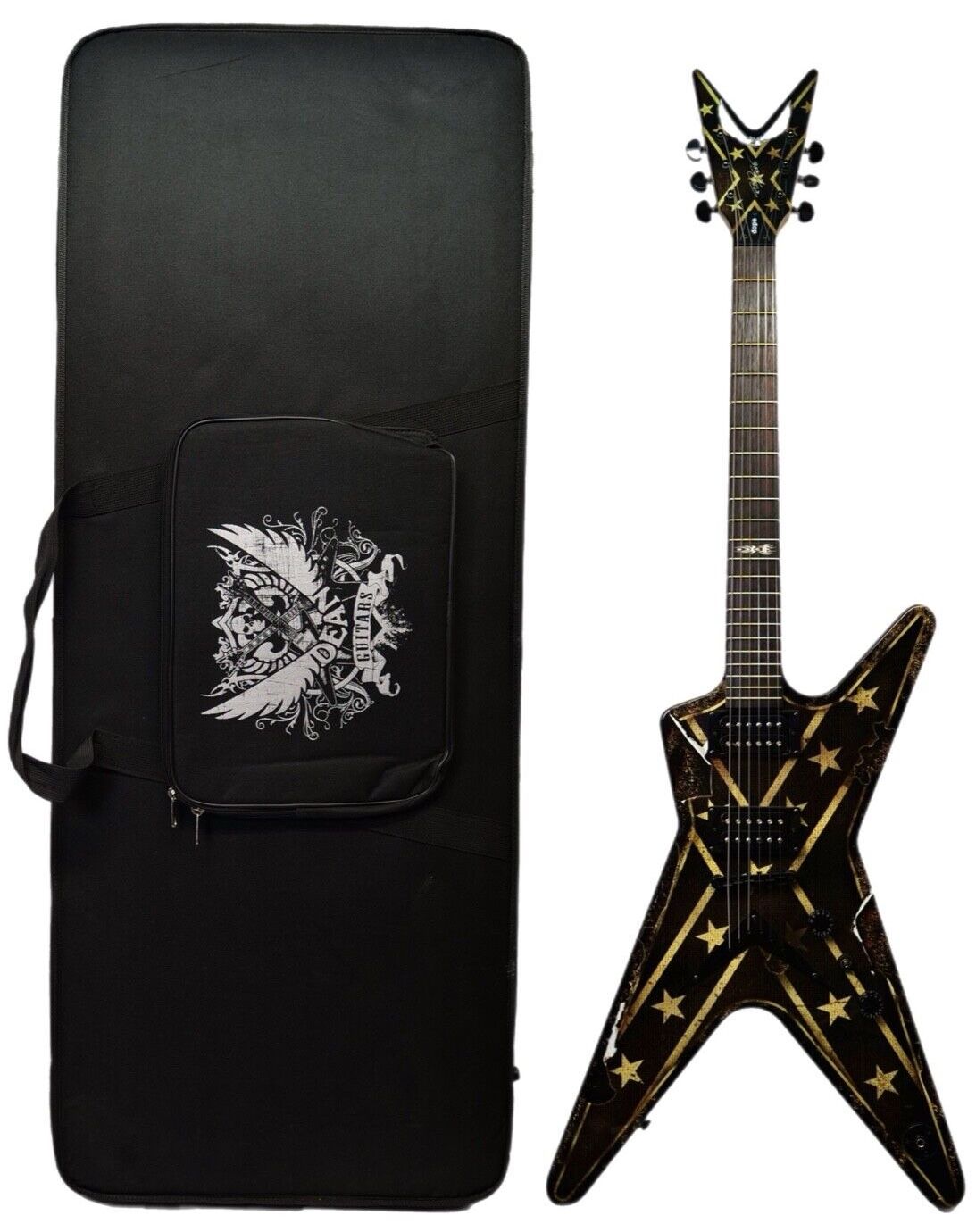 Dean Dimebag Electric Guitar - Black with stars with Bag - Women Mens MUSIC GIFT Party Holidays Wedding Christmas 