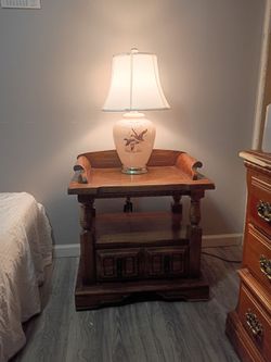 Two end tables. an authentic piece of vintage American reproduction furniture manufactured in December 1976.
