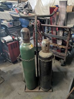 Dual Gas Cylinder Welding Cart with Tanks