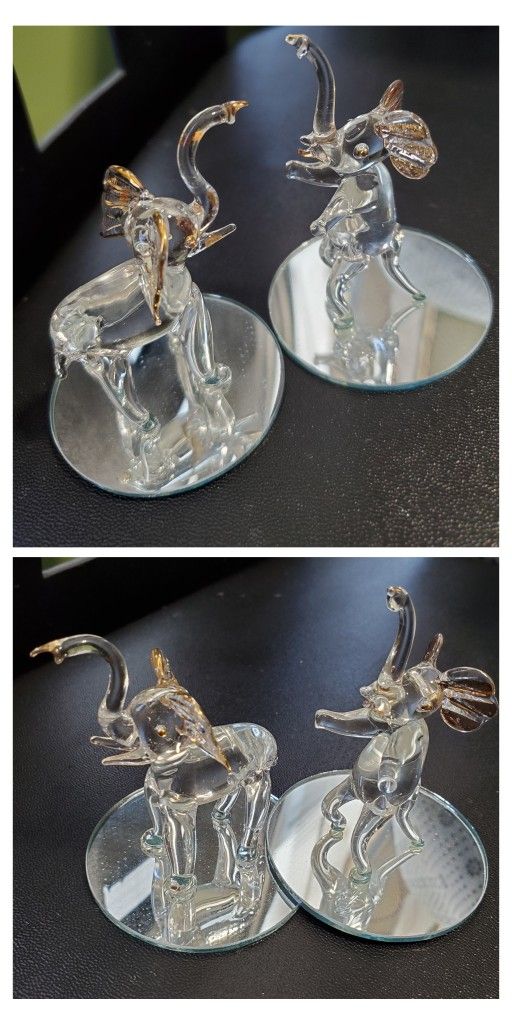 Vintage Crystal Elephants Figurine