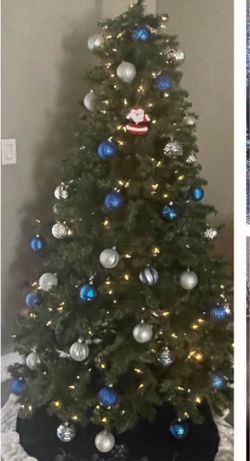 Blue, silver, and red ornaments bundle