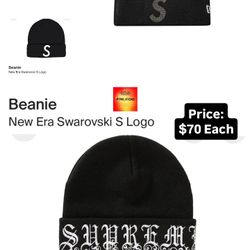 New Supreme Swarovski & Old English Rhinestone Beanie (Pick Up)