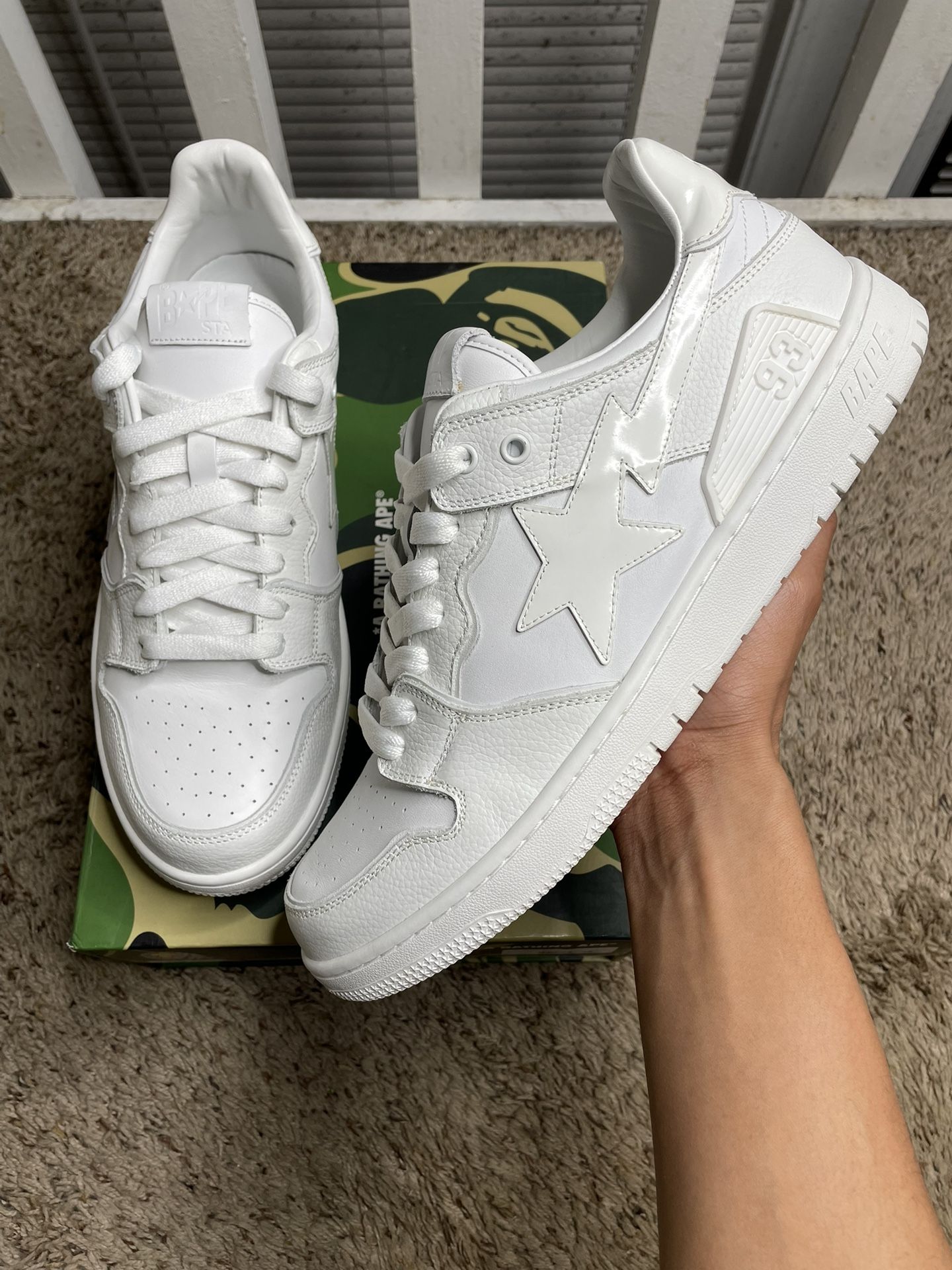 A Bathing Ape Bape SK8 Sta Triple White Sta Logo