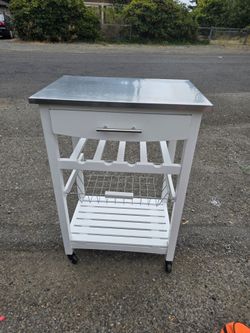 White Rolling Kitchen Island