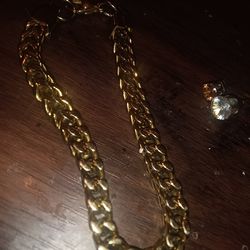 Sterling steel 14k gold coated bracelet, Two real gemstone earrings (personal use)