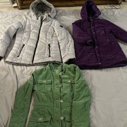 SnowJacket With Hoddies Size Medium Inner Wool Lining For Girls Each 19 Dollars 