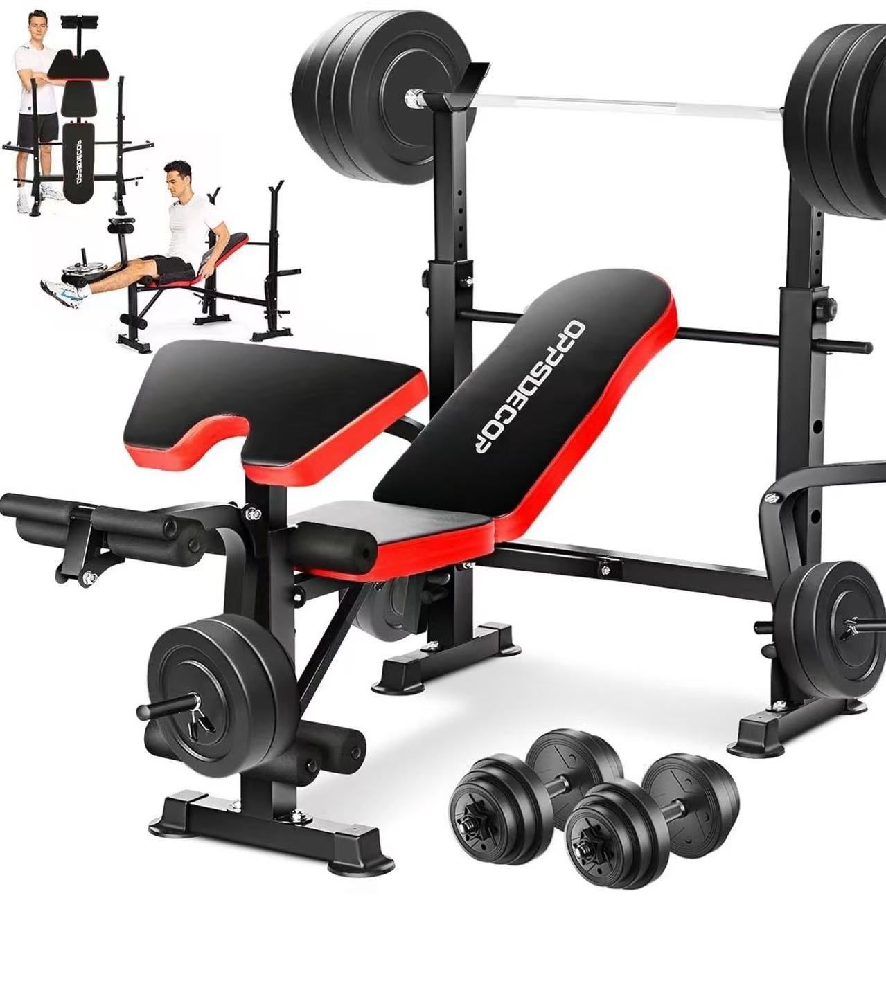 OPPSDECOR in 660lbs Weight Bench with Leg Extension and Leg