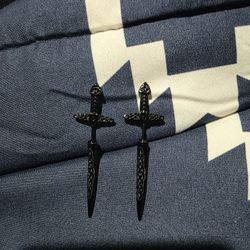 Stainless Steel Black Sword Earings 