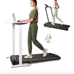 UREVO Strol 2E Smart 2-in-1 Folding Treadmill, Compact Walking Pad with Safety Handle, Plug and Play, Standing Desk Treadmill with Dual LED Display, S