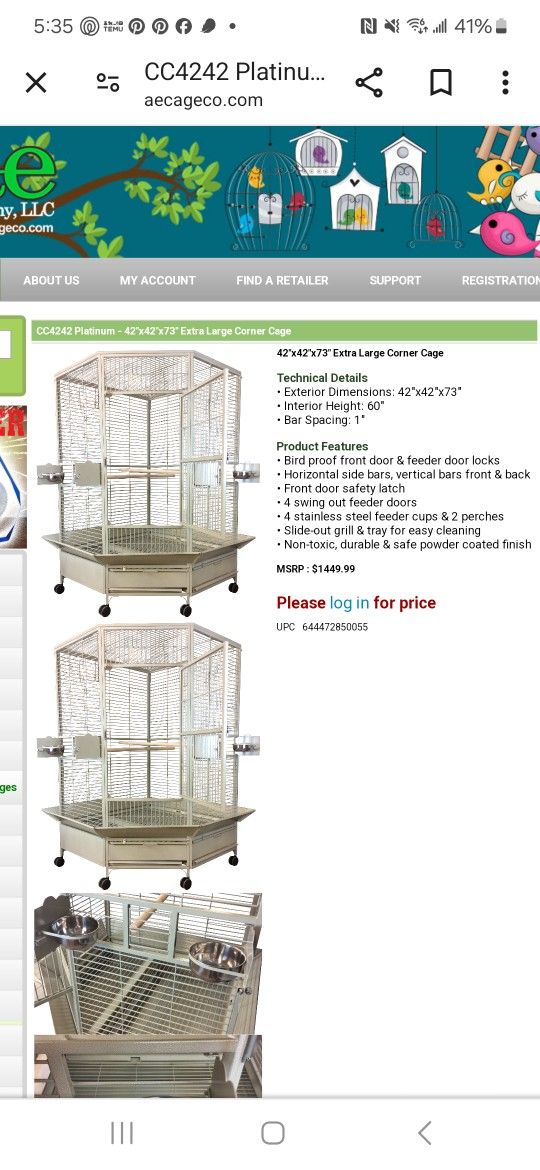 X-large Corner Cage For Parrots