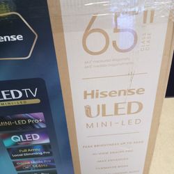 -Read Info- New 65 In. Hisense ULED Mini-LED Smart Google TV W/Remote