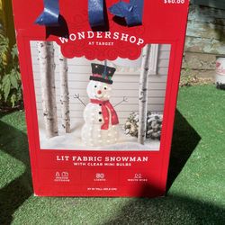 Wondershop Snowman Figure White Fabric 37 in Decorative Inlays,White