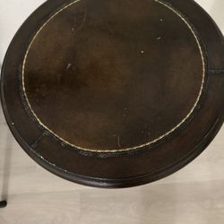 Brown Leather Top Metal Legs End/ Coffee Table 