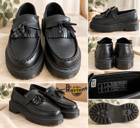 Dr. Martin's Adrian Beck's black platform tassel loafers women's size 5
