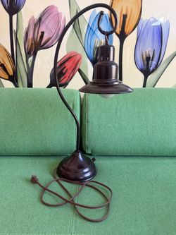 Pottery Barn 25" Desk Lamp Black Metal Fisherman Wire Bulb Cage