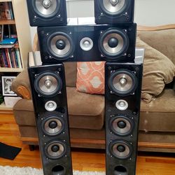 5 piece Piano Finish Speaker  Home Theater and Vocals System