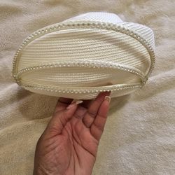 Cream Church Hat With Rhinestone Detail