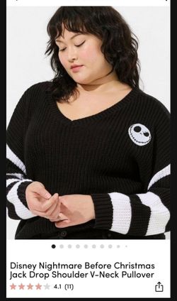Disney Nightmare Before Christmas Jack Drop Shoulder V-Neck Pullover