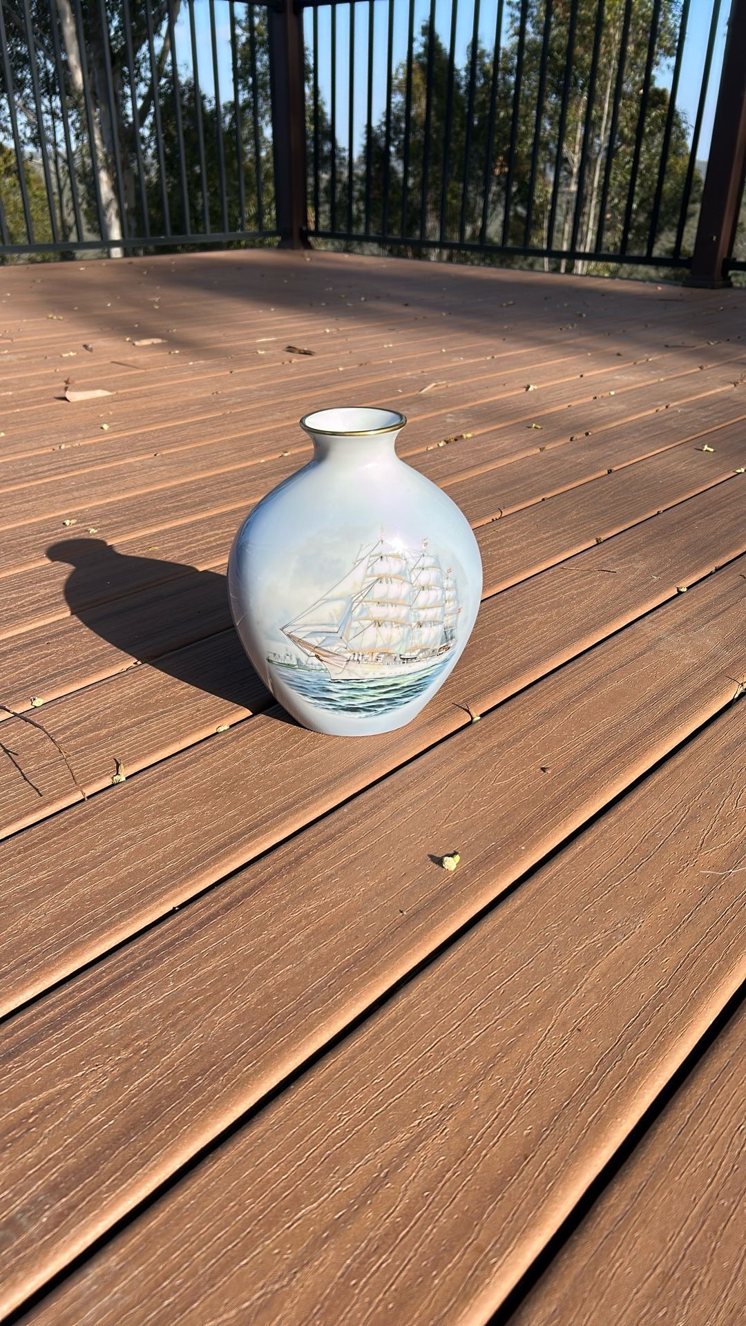 Ceramic Vase With Ship Design