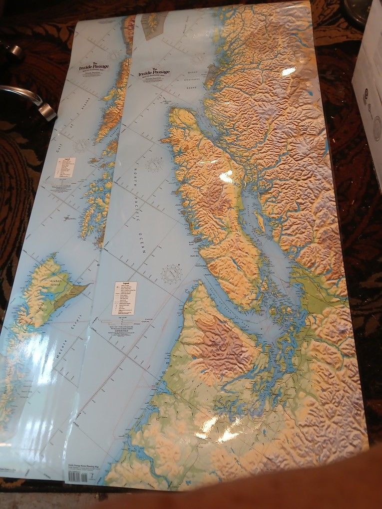 2 Laminated Topographic Maps Of North And South Puget Sound