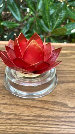 Red Lotus Capiz Shell Tealight Candle Holder